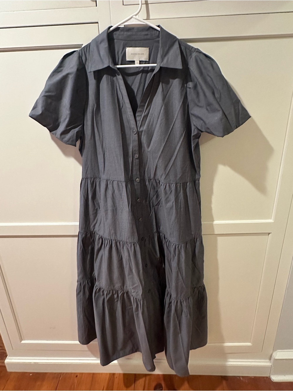 Brochu Walker Grey Button-Front Tiered Midi Dress